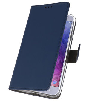 Navy Wallet Cases Hoesje voor Samsung Galaxy J4 2018