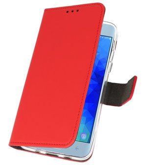 Rood Wallet Cases Hoesje voor Samsung Galaxy J3 2018 