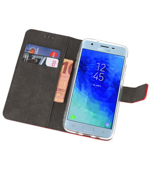 Rood Wallet Cases Hoesje voor Samsung Galaxy J3 2018 