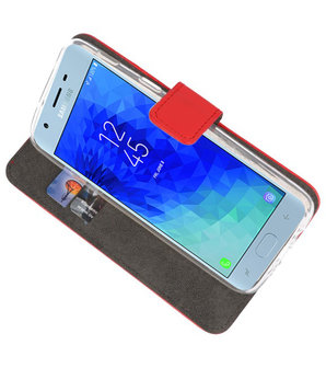 Rood Wallet Cases Hoesje voor Samsung Galaxy J3 2018 