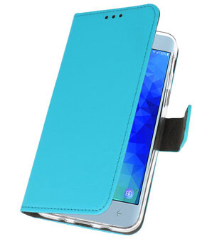 Blauw Wallet Cases Hoesje voor Samsung Galaxy J3 2018 