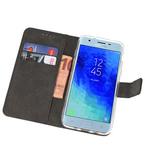 Zwart Wallet Cases Hoesje voor Samsung Galaxy J3 2018