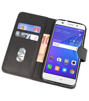 Zwart Bookstyle Wallet Cases Hoesje voor Huawei Y3 2018