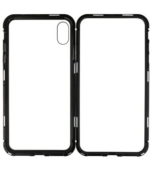 Magnetic Back Cover voor iPhone XS Max Zwart - Transparant