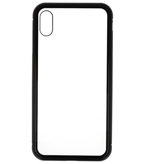 Magnetic Back Cover voor iPhone XS Max Zwart - Transparant