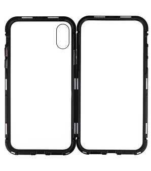 Magnetic Back Cover voor iPhone XS Zwart - Transparant