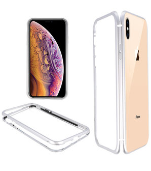 Magnetic Back Cover voor iPhone XS Max Zilver - Transparant