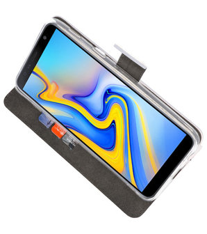 Wallet Cases Hoesje voor Galaxy J6 Plus Wit