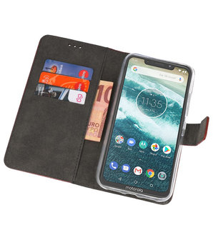 Wallet Cases Hoesje voor Moto One Power Bruin