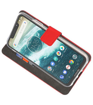 Wallet Cases Hoesje voor Moto One Power Rood