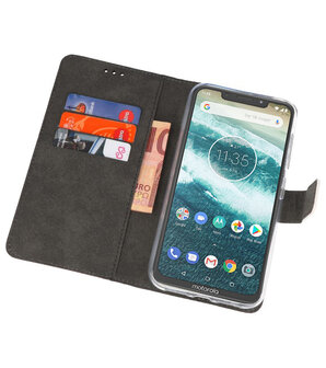 Wallet Cases Hoesje voor Moto One Power Wit