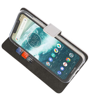 Wallet Cases Hoesje voor Moto One Power Wit