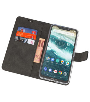 Wallet Cases Hoesje voor Moto One Power Zwart