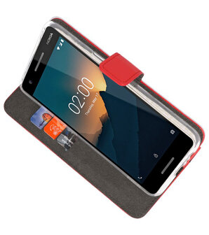 Wallet Cases Hoesje voor Nokia 2.1 Rood