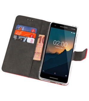 Wallet Cases Hoesje voor Nokia 2.1 Rood