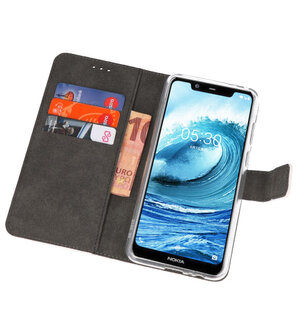 Wallet Cases Hoesje voor Nokia X5 5.1 Plus Wit