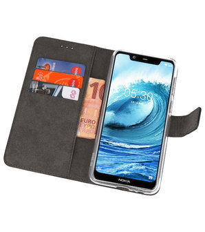 Wallet Cases Hoesje voor Nokia X5 5.1 Plus Zwart