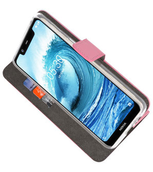 Wallet Cases Hoesje voor Nokia X5 5.1 Plus Roze