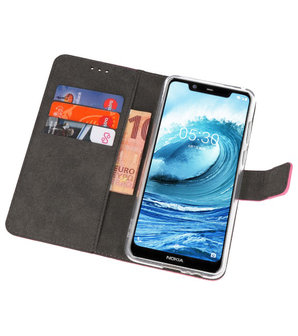 Wallet Cases Hoesje voor Nokia X5 5.1 Plus Roze