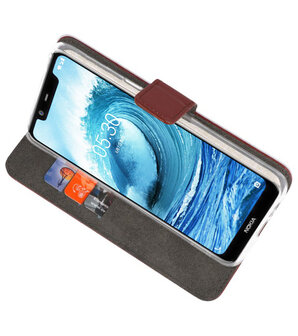 Wallet Cases Hoesje voor Nokia X5 5.1 Plus Bruin