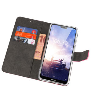 Wallet Cases Hoesje voor Nokia X6 6.1 Plus Roze