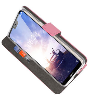 Wallet Cases Hoesje voor Nokia X6 6.1 Plus Roze