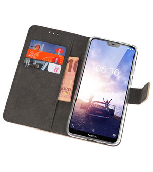 Wallet Cases Hoesje voor Nokia X6 6.1 Plus Goud