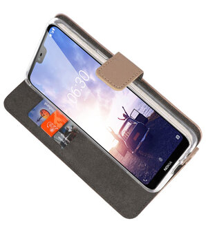 Wallet Cases Hoesje voor Nokia X6 6.1 Plus Goud