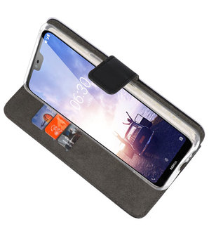 Wallet Cases Hoesje voor Nokia X6 6.1 Plus Zwart