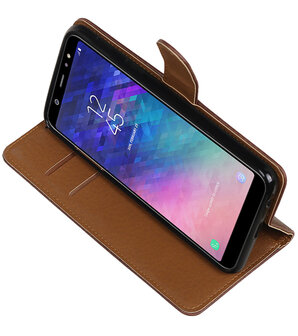Hoesje voor Samsung Galaxy A6 Plus 2018 Pull-Up Booktype Mocca