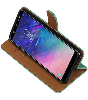 Hoesje voor Samsung Galaxy A6 Plus 2018 Pull-Up Booktype Groen
