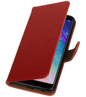 Hoesje voor Samsung Galaxy A6 Plus 2018 Pull-Up Booktype Rood