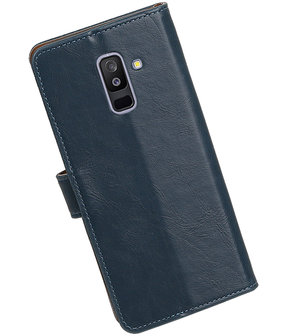 Hoesje voor Samsung Galaxy A6 Plus 2018 Pull-Up Booktype Blauw