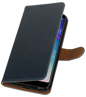 Hoesje voor Samsung Galaxy A6 Plus 2018 Pull-Up Booktype Blauw