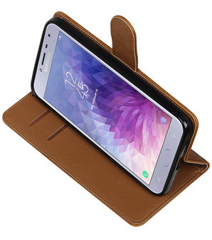 Hoesje voor Samsung Galaxy J4 Pull-Up Booktype Bruin