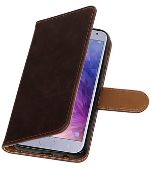 Hoesje voor Samsung Galaxy J4 Pull-Up Booktype Mocca