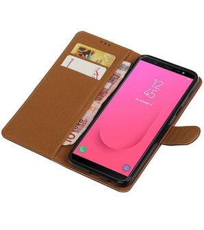 Hoesje voor Samsung Galaxy J8 Pull-Up Booktype Mocca