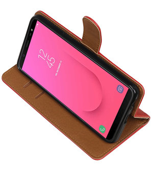 Hoesje voor Samsung Galaxy J8 Pull-Up Booktype Rood