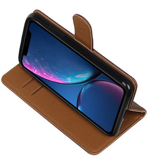 Hoesje voor iPhone XR Pull-Up Booktype Mocca