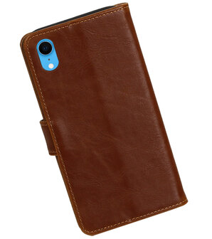 Hoesje voor iPhone XR Pull-Up Booktype Bruin