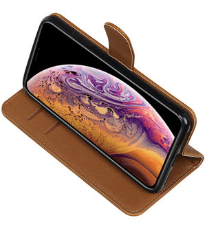 Hoesje voor iPhone XS Max Pull-Up Booktype Bruin