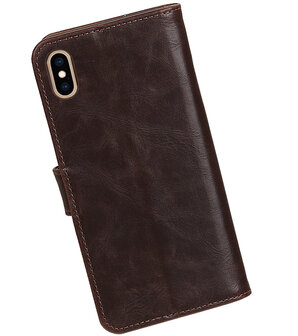 Hoesje voor iPhone XS Max Pull-Up Booktype Mocca