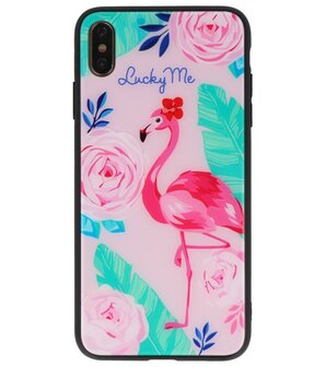 Print Hardcase voor iPhone XS Max Lucky Me Flamingo