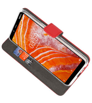 Wallet Cases Hoesje voor Nokia 3.1 Plus Rood