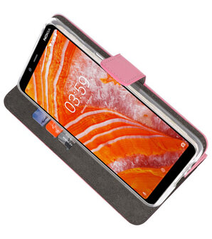 Wallet Cases Hoesje voor Nokia 3.1 Plus Roze