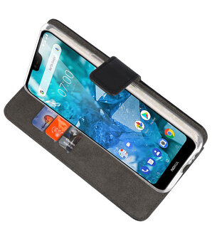 Wallet Cases Hoesje voor Nokia 7.1 Zwart