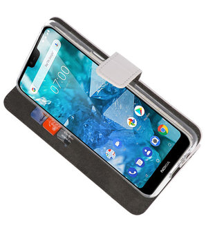 Wallet Cases Hoesje voor Nokia 7.1 Wit