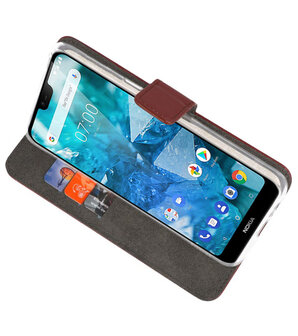 Wallet Cases Hoesje voor Nokia 7.1 Bruin