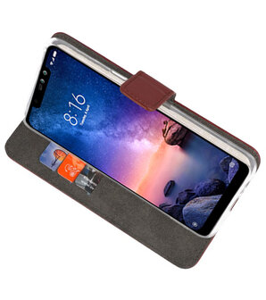 Wallet Cases Hoesje voor XiaoMi Redmi Note 6 Pro Bruin