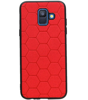 Hexagon Hard Case voor Samsung Galaxy A6 2018 Rood